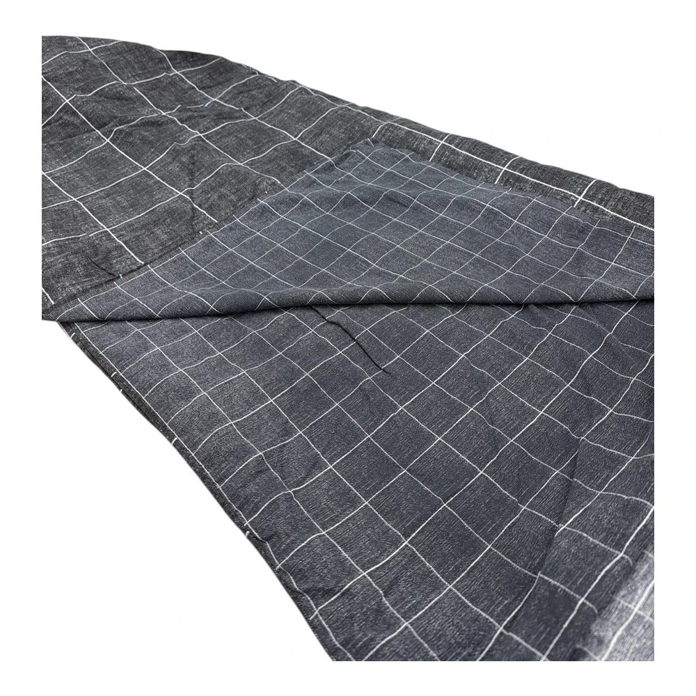 Kenneth Cole New York Full/Queen Duvet 2 Shams Navy Cotton Squares Grid NWOT